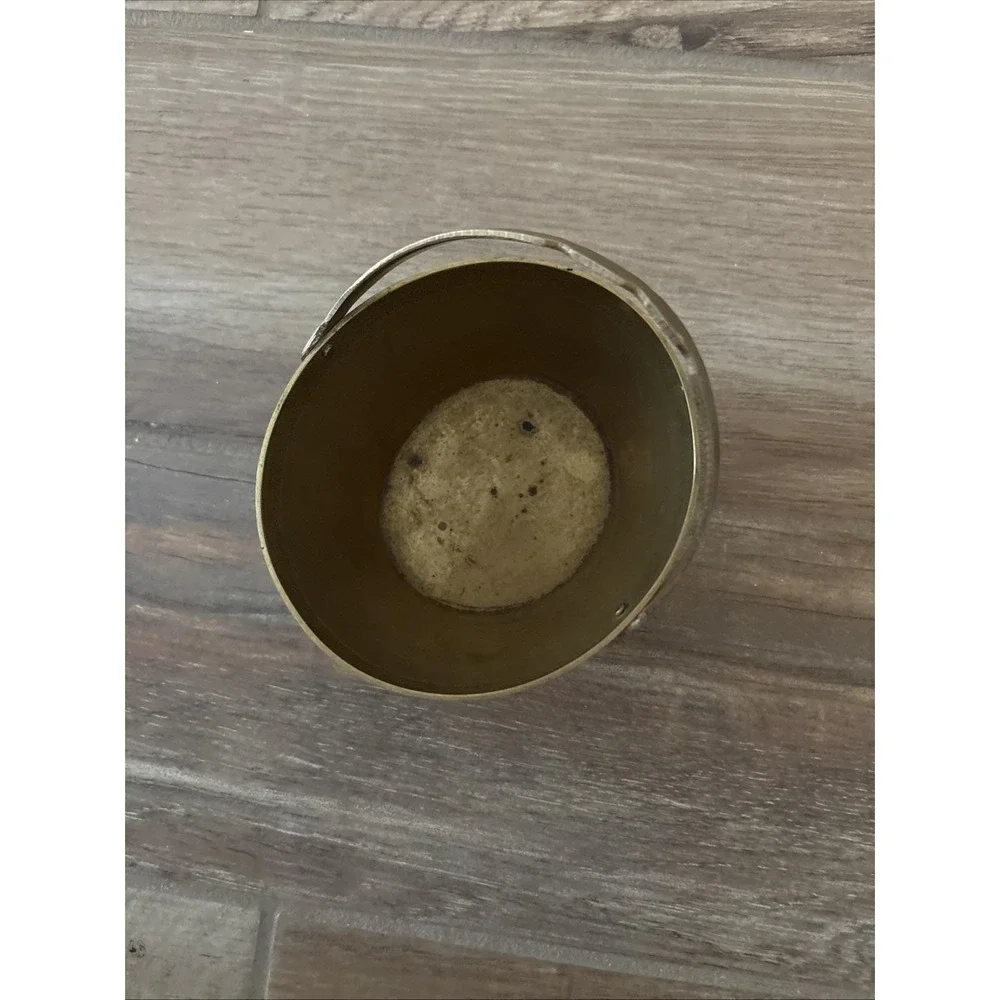 Vintage Small Solid Brass Bucket With Movable Handle Made in‎ India